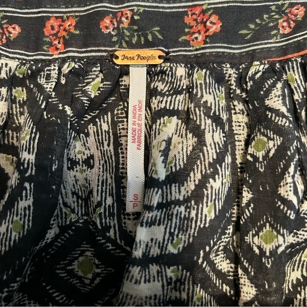 Free People Mostly Meadow Boho Hippie Puff Sleeve Semi Sheer Lace & Fringe Top - Picture 11 of 16